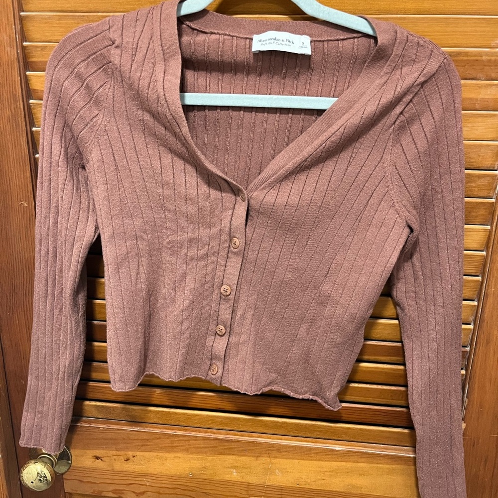 Abercrombie & Fitch Mauve Ribbed Cardigan